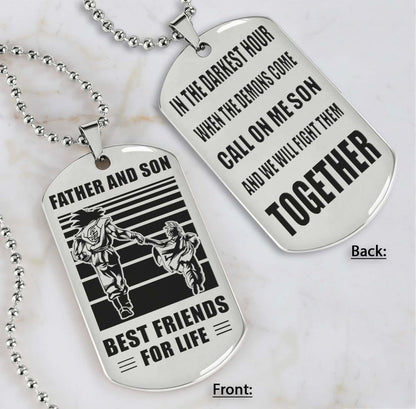 Personalized Double Sided Dog Tag Call On Me Son And We Will Fight Them Together Gifts For Your Son From Dad