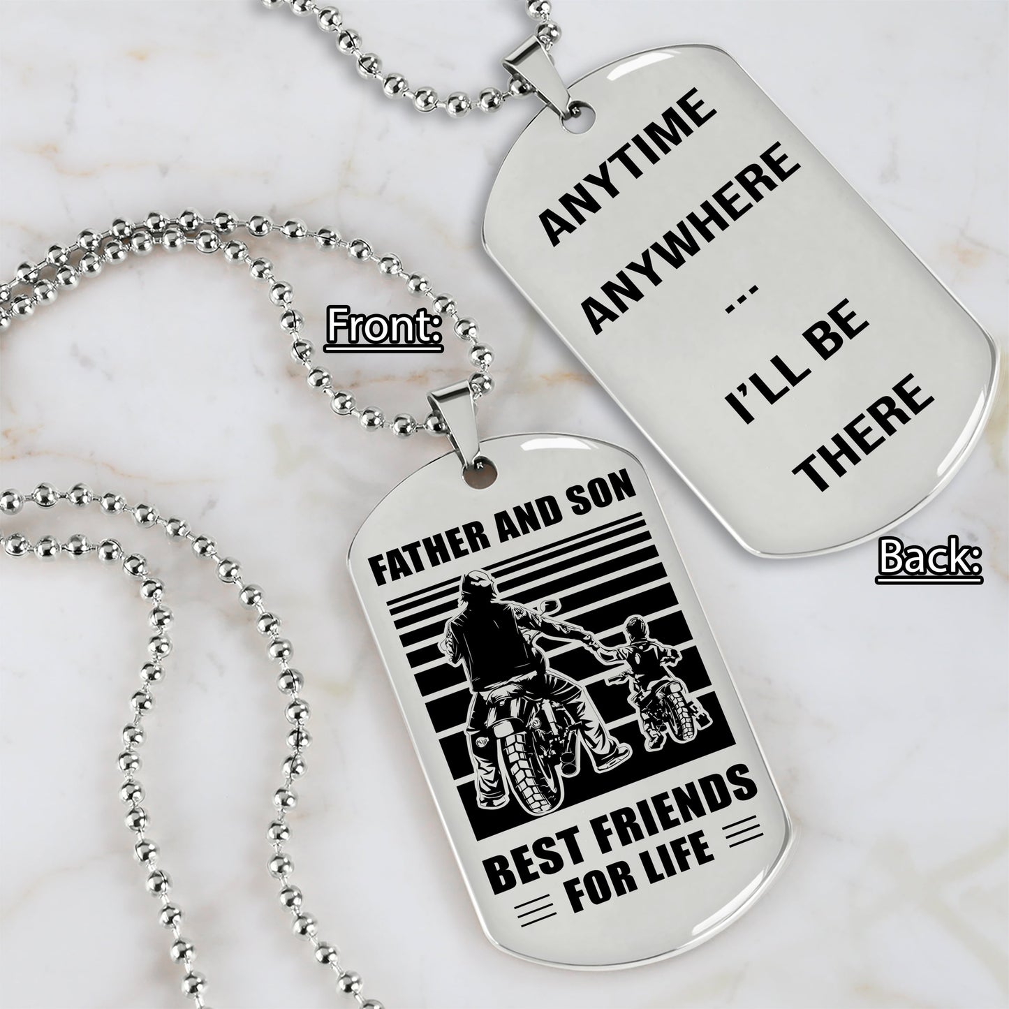 personalized double sided dog tag father and son best friends for life i will be there