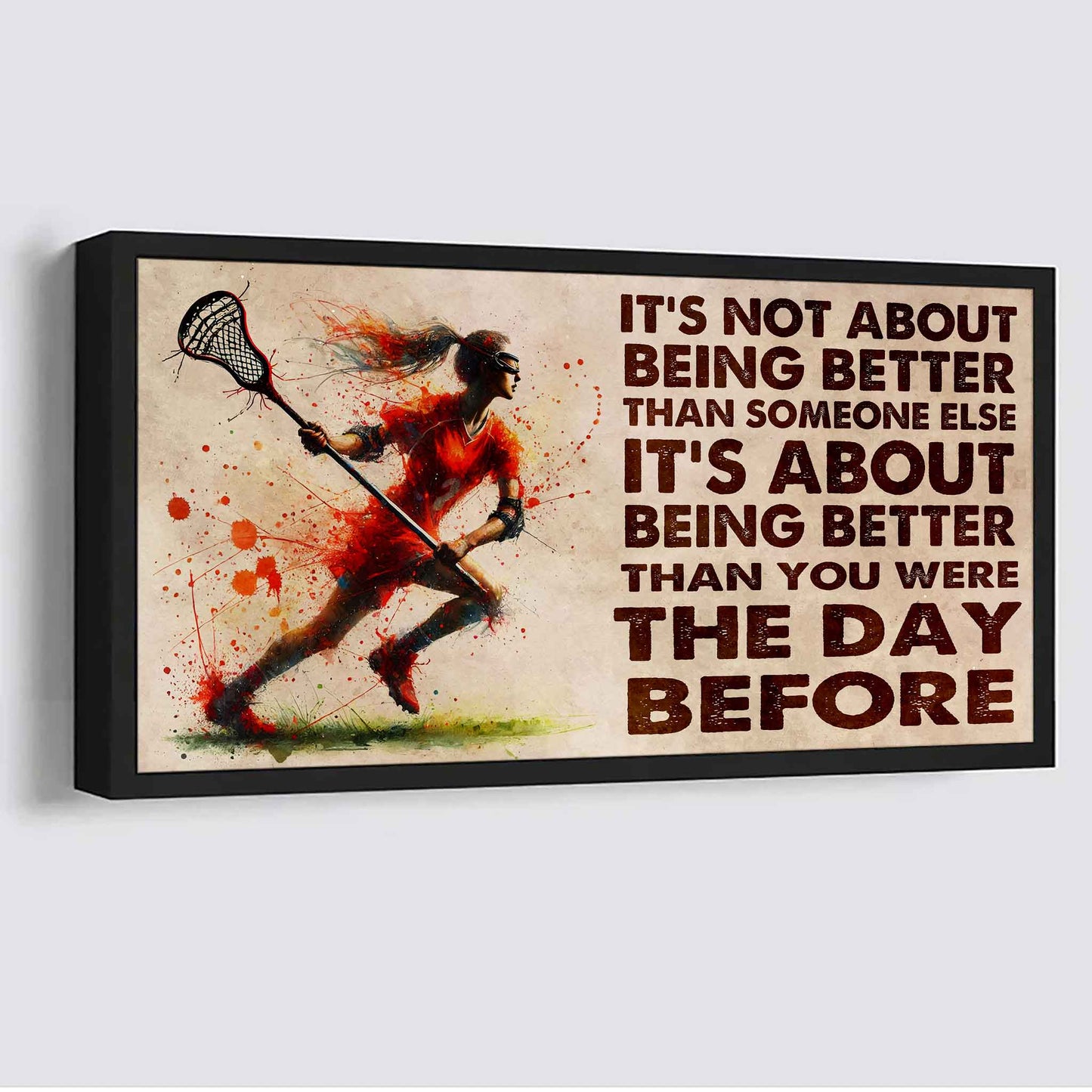 water color woman tennis poster canvas it is not about being better than someone else gift for your loving woman