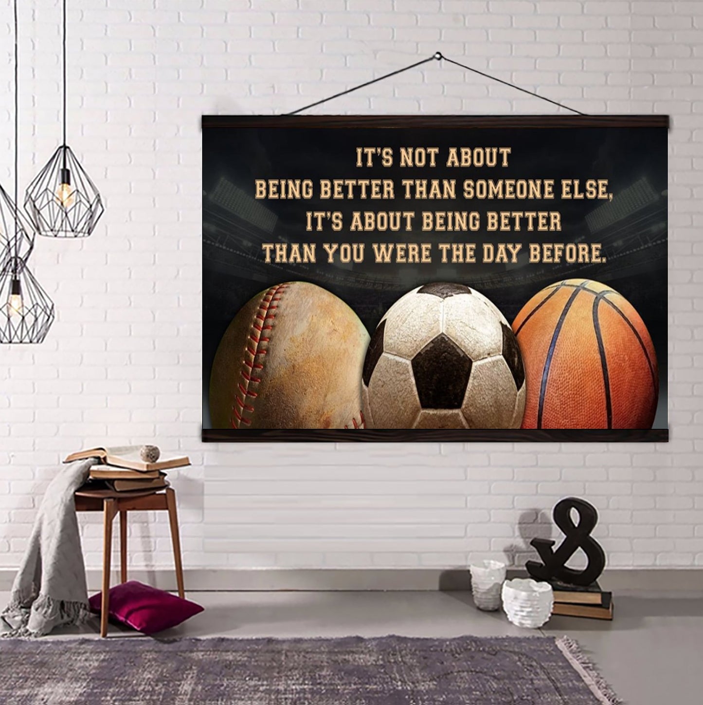 lacrosse customizable poster canvas - it is not about better than someone else, it is about being better than you were the day before