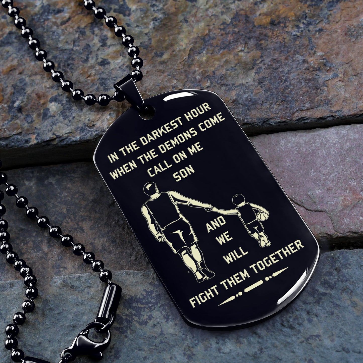 vc personalized double sided dog tag father and son best friends for life - message on the back side