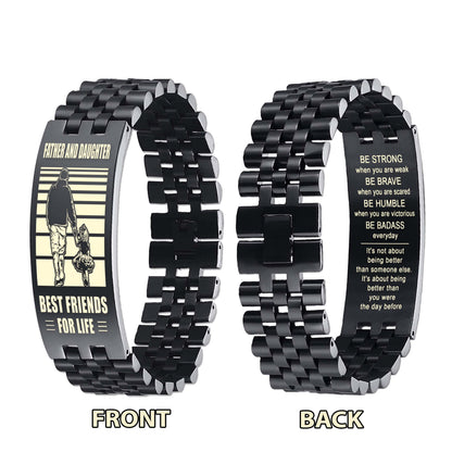 GK STO Personalized Double Sided Bracelet Father And Son Best Friends For Life - Message on the back side