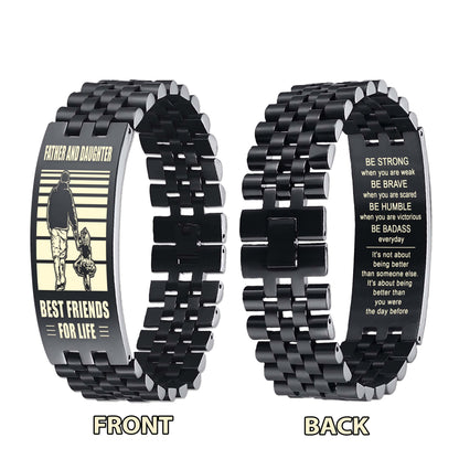 Samurai Personalized Double Sided Bracelet Father And Son Best Friends For Life - Message on the back side