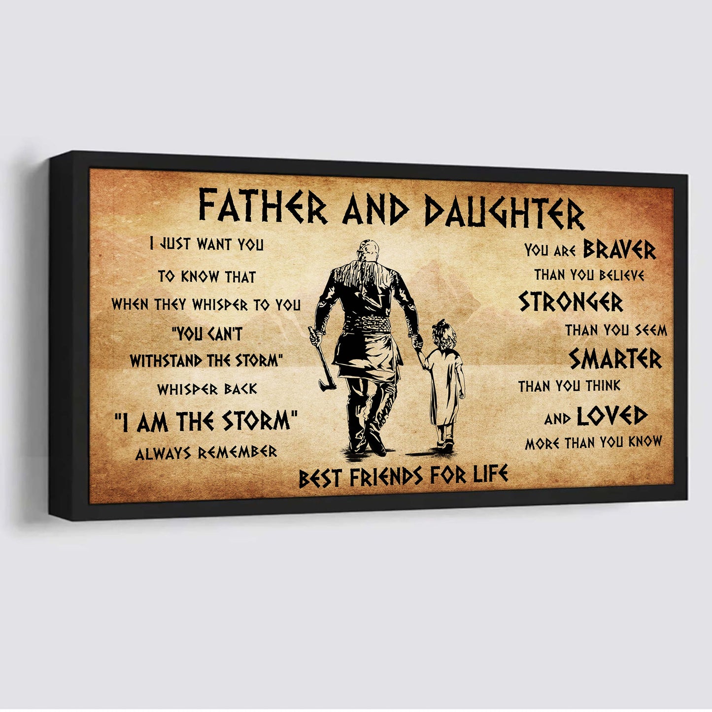 vikings father and daughter best friends for life - i am the storm poster canvas gift for daughter from father