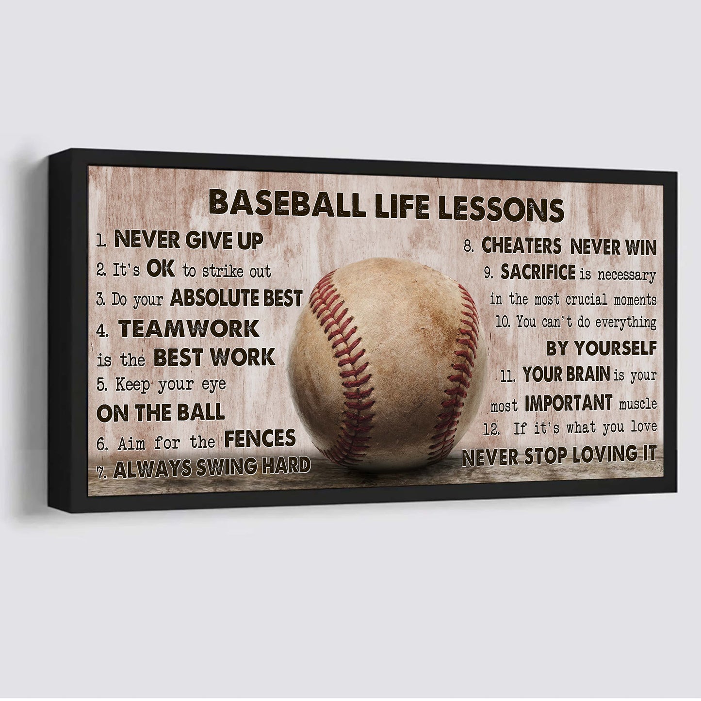 sport life lesson canvas poster wall art black floating frame