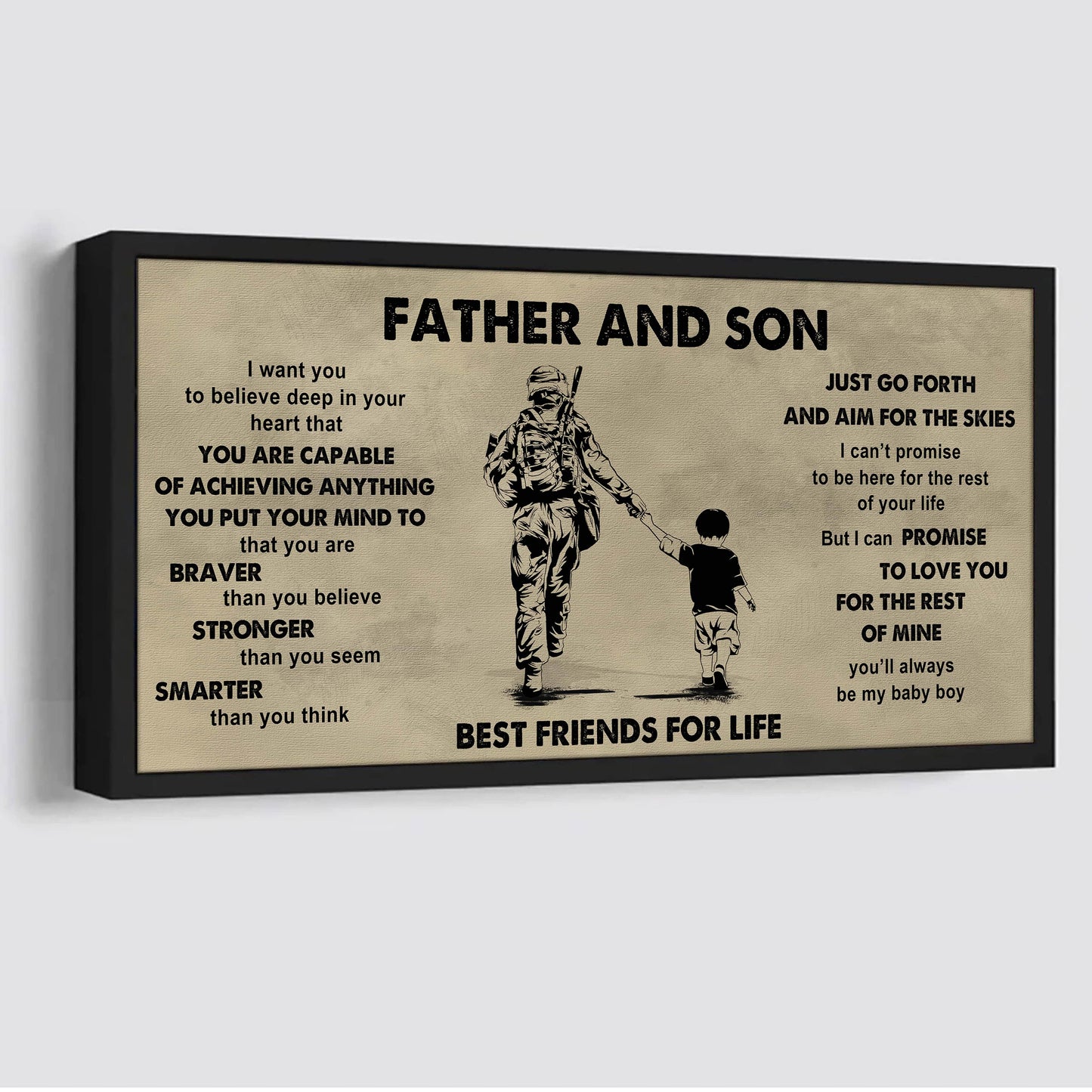 vikings father and son best friends for life  - that you are braver than you believe poster canvas gift for son from father