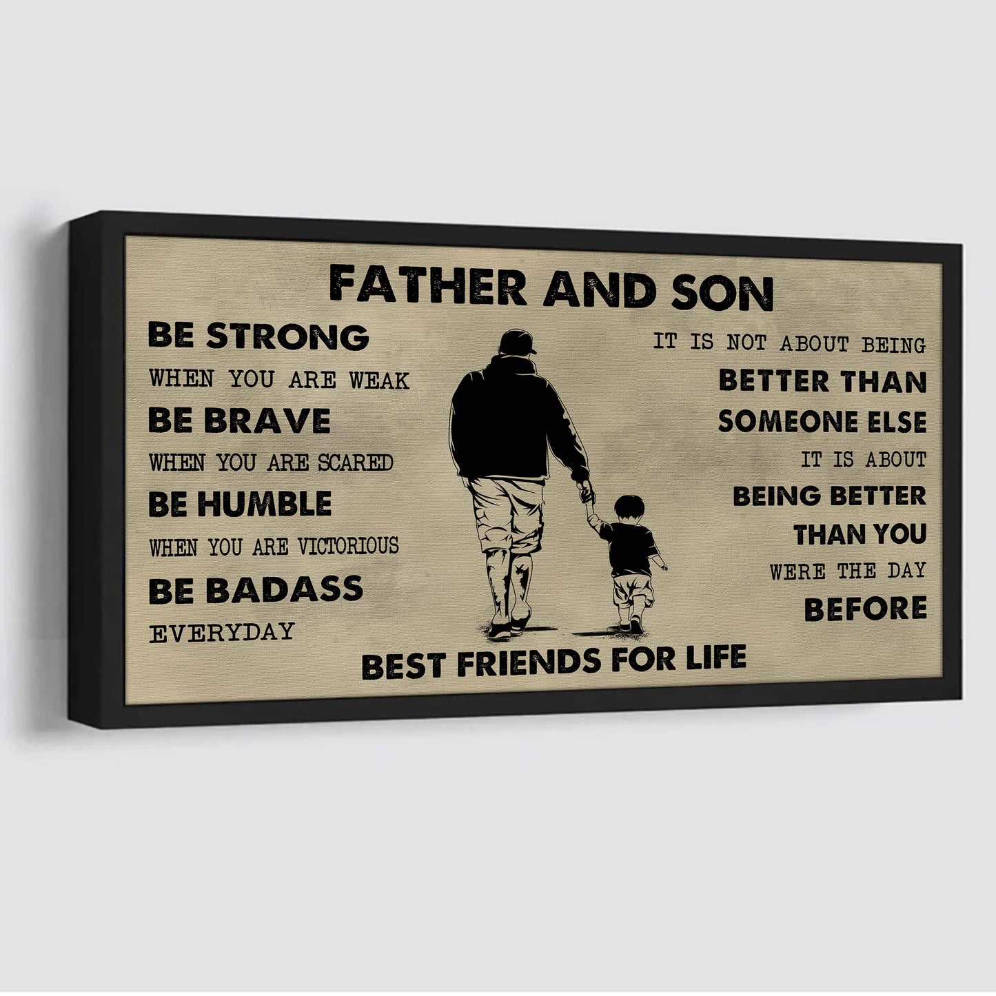 biker father and son best friends for life - be strong when you are weak poster canvas gift for son from father