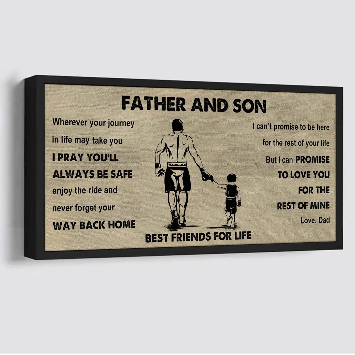 sport-family father and son best friends for life - ver 2 never forget your way back home poster canvas gift for son from father