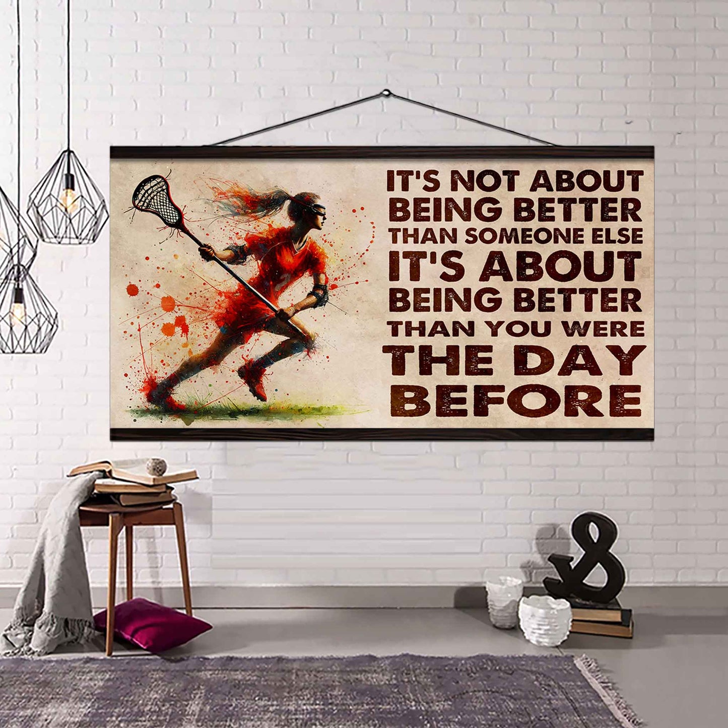 water color woman tennis poster canvas it is not about being better than someone else gift for your loving woman