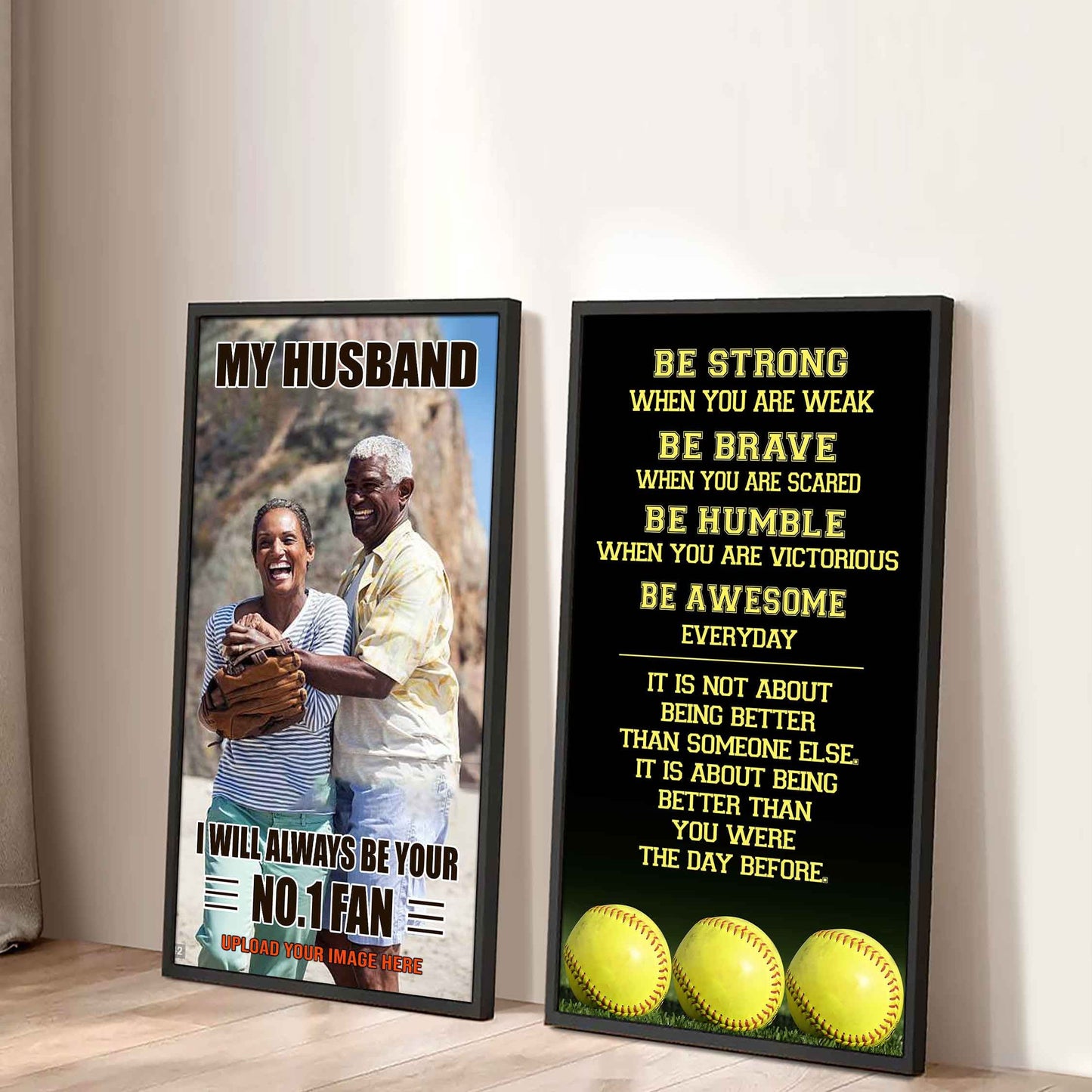 Sport Couple To My Husband Be Strong When You Are Weak Be Awesome Everyday Set 2 Canvas Wall Art