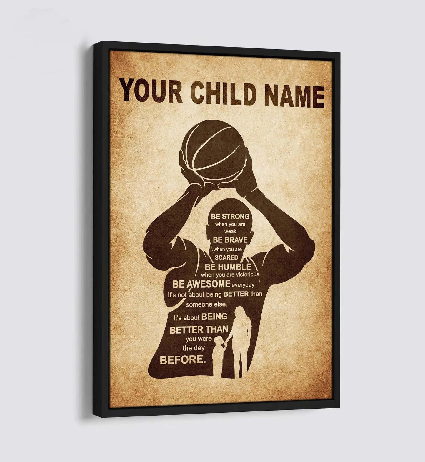 be awesome everyday personalized your child name from mom dad to son basketball poster canvas gifts for your son