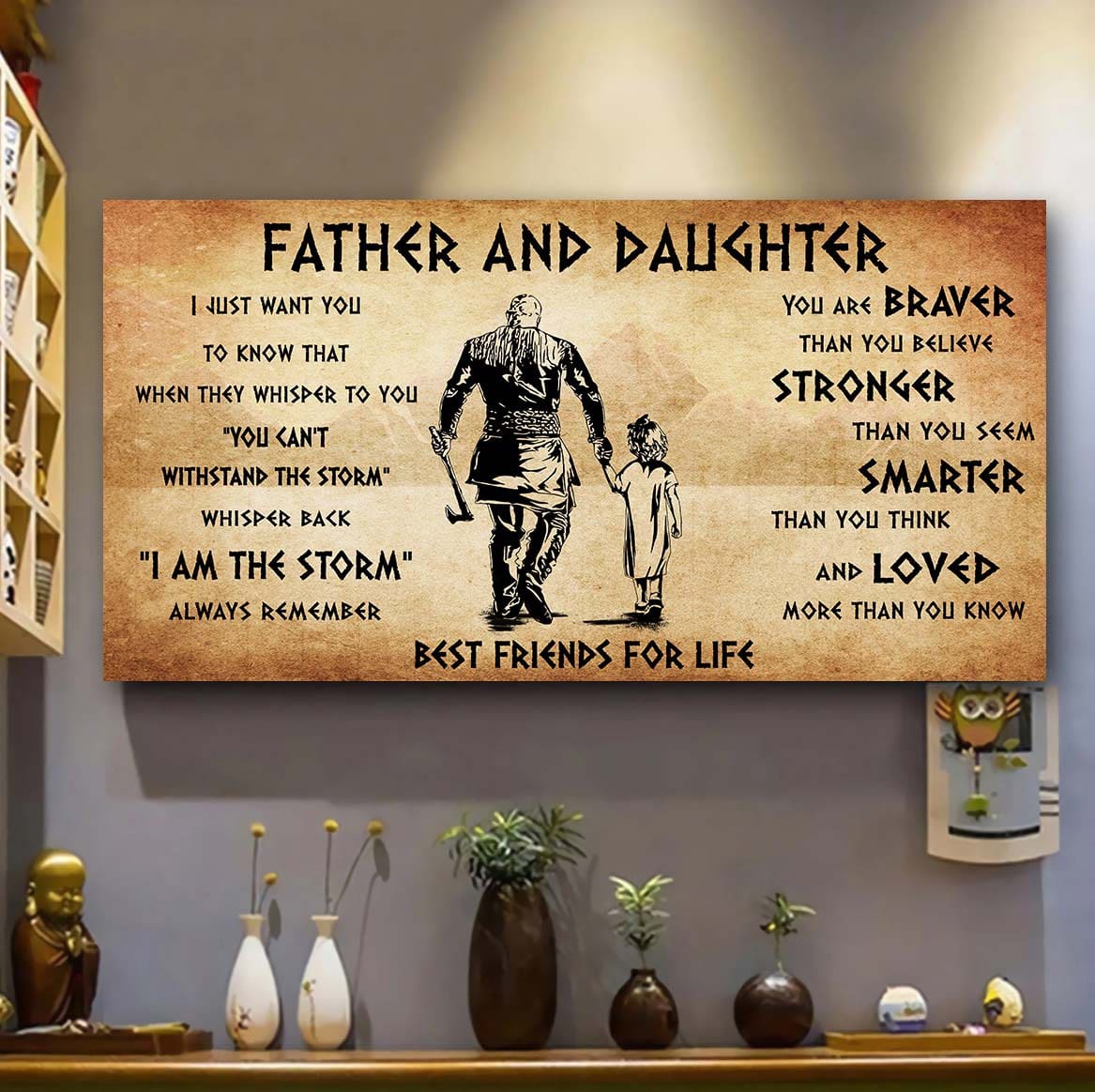 vikings father and daughter best friends for life - i am the storm poster canvas gift for daughter from father