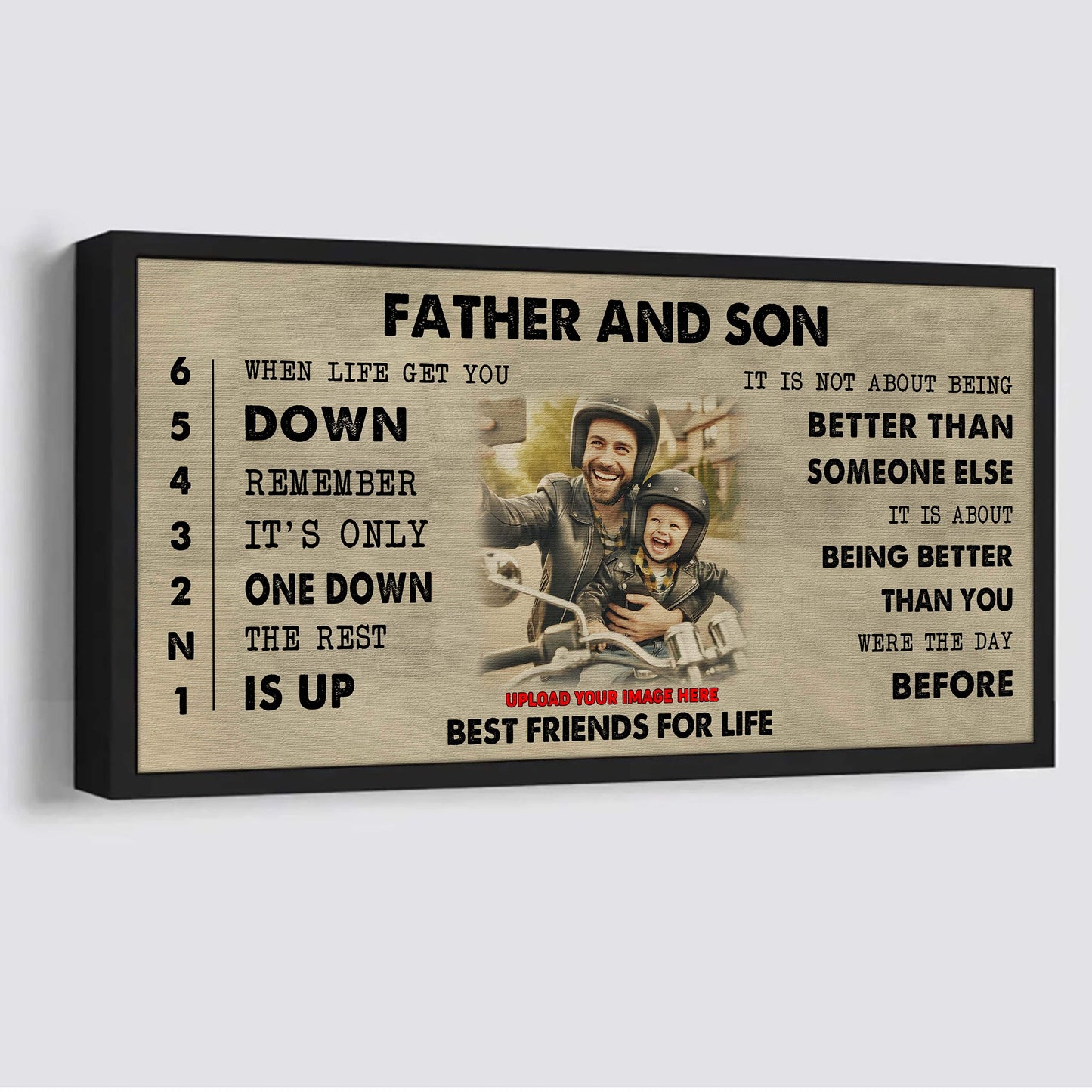 biker father and daughter best friends for life - be strong when you are weak poster canvas gift for daughter from father-photo upload