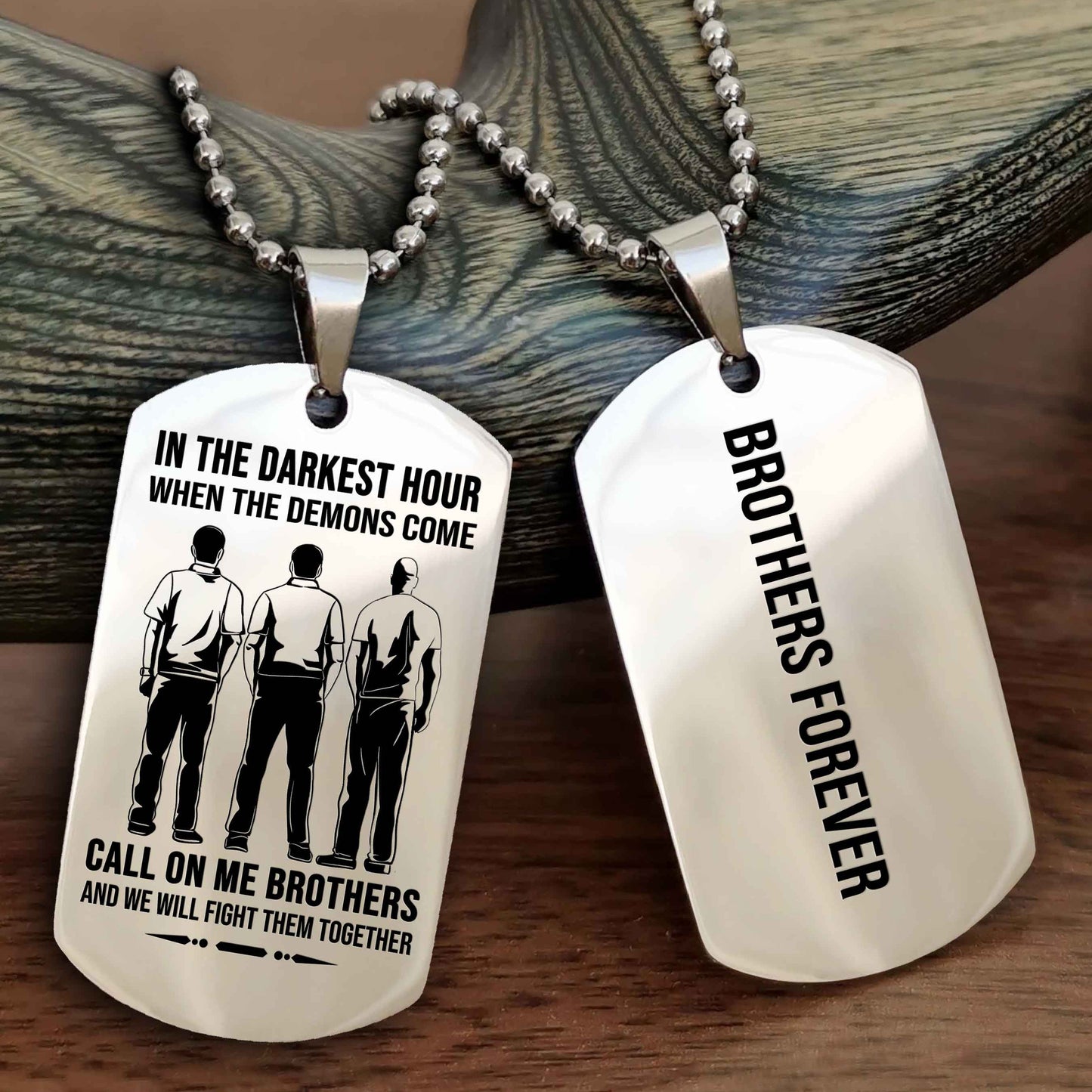 DRB Customizable engraved black dog tag double sided gift from brother, brother forevers