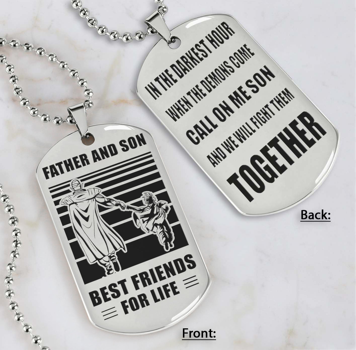 personalized double sided dog tag call on me son and we will fight them together gifts for your son from dad