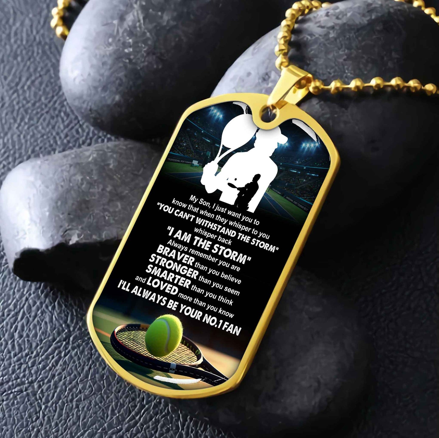 sport military chain 18k gold plated silver plated to my son from dad motivation message i will always be your no 1 fan