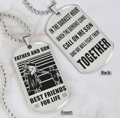 Personalized Double Sided Dog Tag Call On Me Son And We Will Fight Them Together Gifts For Your Son From Dad