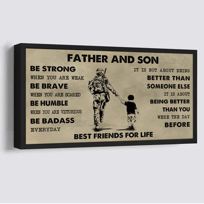 Ver 2 VGT Father And Son Best Friends For Life - Be Strong When You Are Weak Poster Canvas Gift For Son From Father-Photo Upload