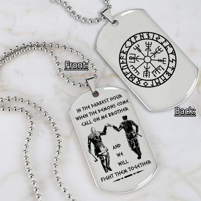 Spartan customizable engraved black dog tag double sided gift from brother, brother forever