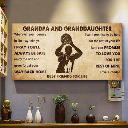 Personalized GrandpaTo Granddaughter Poster Canvas Grandpa and Granddaughter Best Friends For Life - Message For Your Granddaughter Gifts For Her