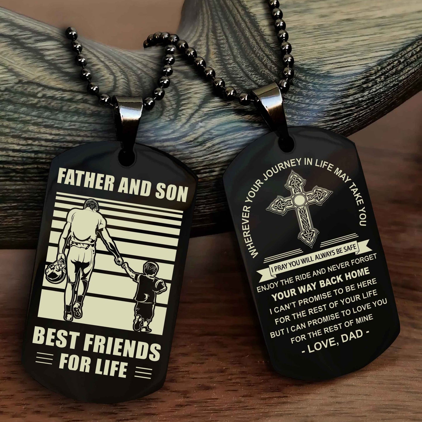 drb cross double sided dog tag father and son best friend for life - gift for son never forget your way back home