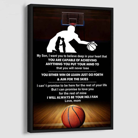 Sport Poster Canvas Mom To Son - You Will Never Lose You Either Win Or Learn I Will Always Your No 1 Fan