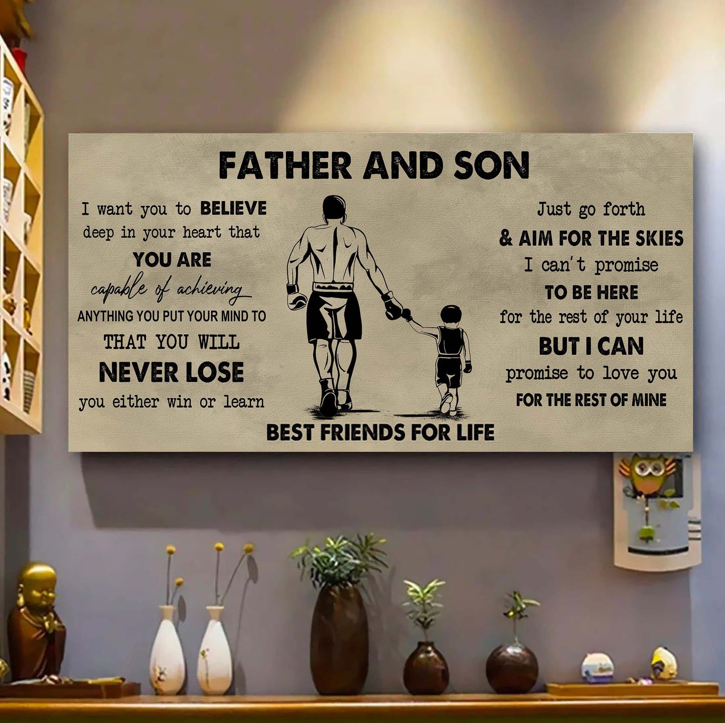 father and kids best friend for life - you will never lose poster canvas