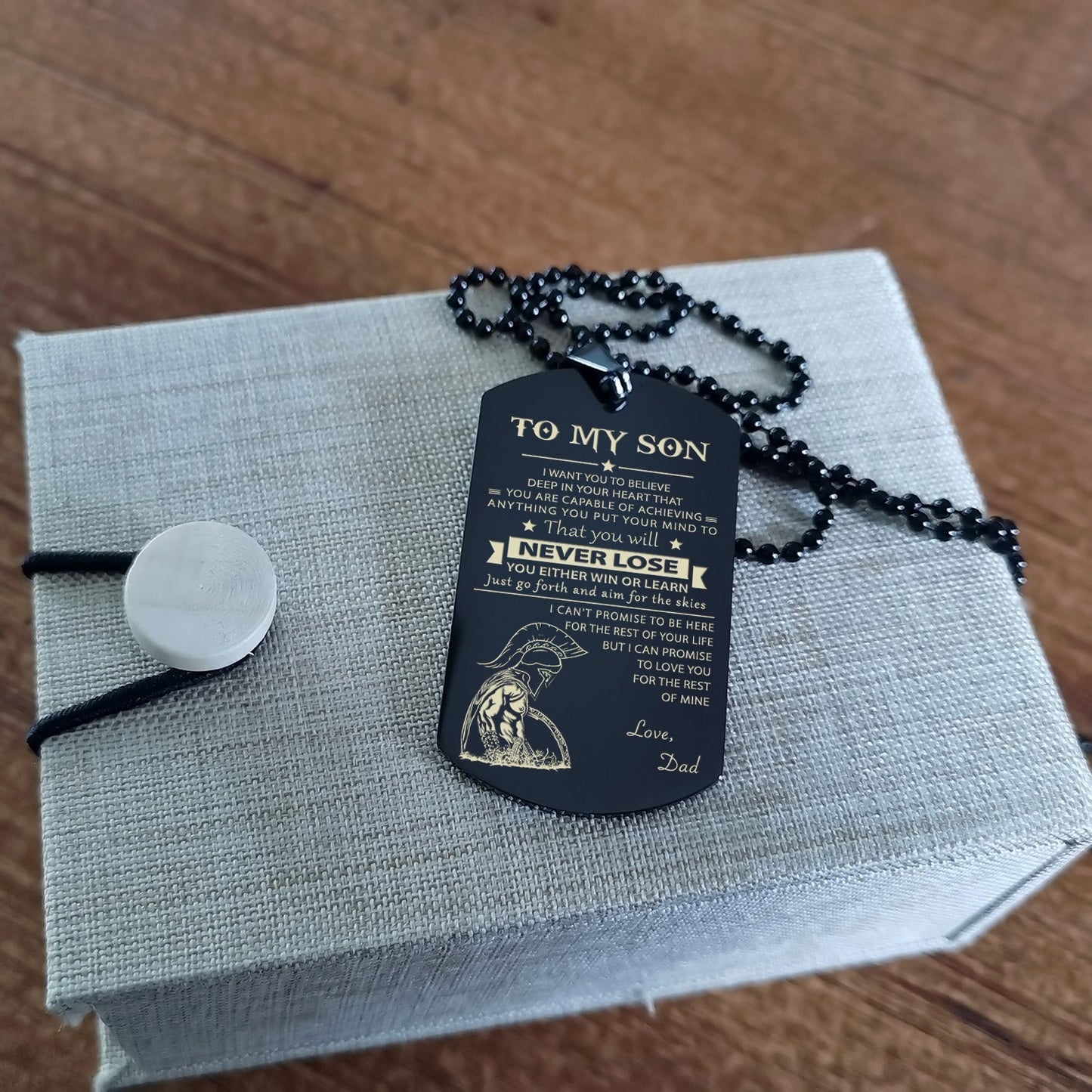 to my son-never lose - gifts from dad mom to son - engraved dog tag all style