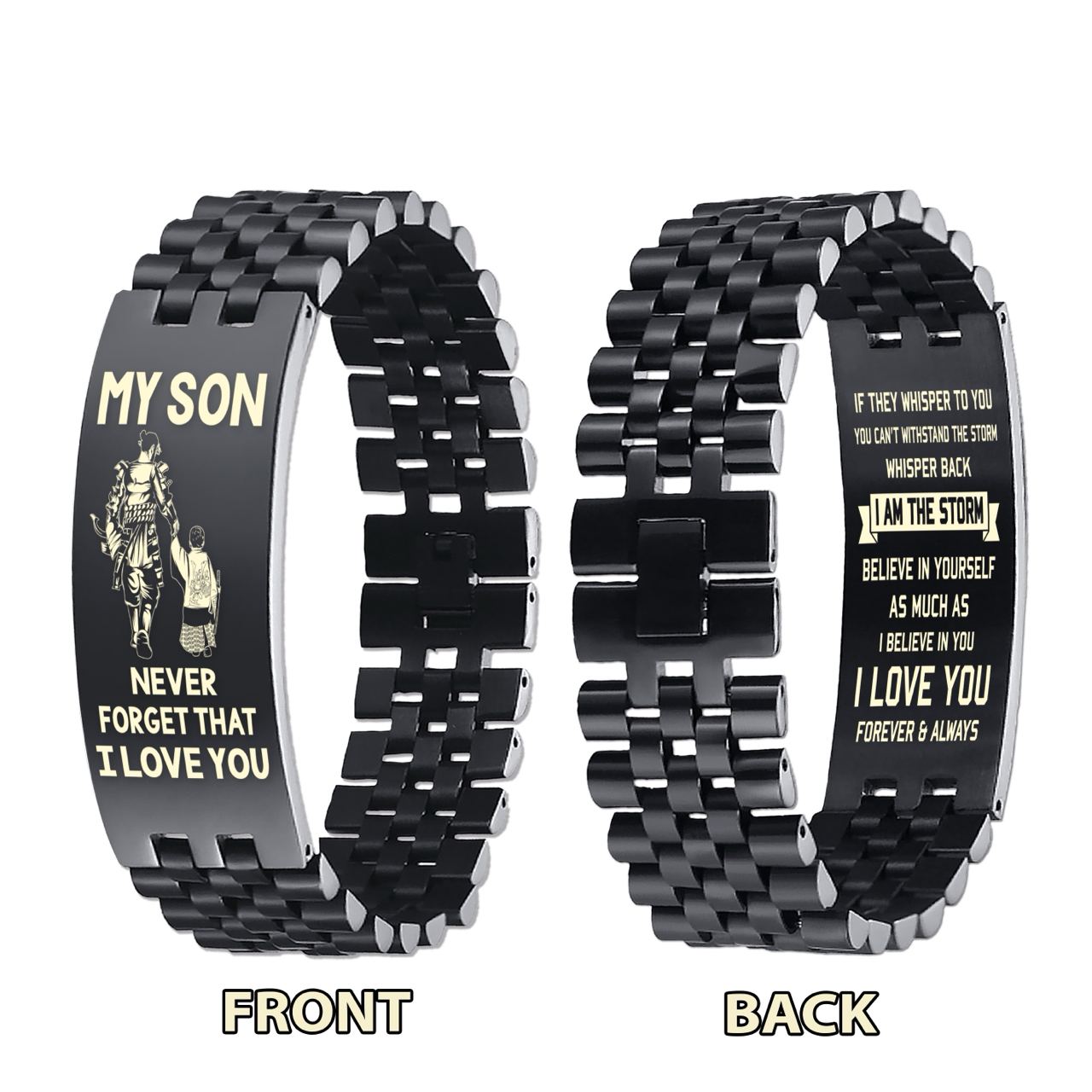 samurai engraved bracelet dad mom to son, i am the storm