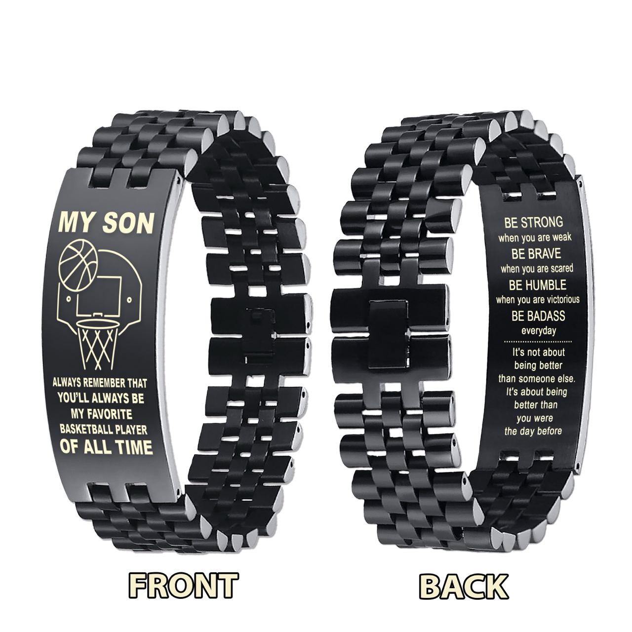 ds1-customizable basketball bracelet, gifts from dad mom to son- i hope you believe in yourself