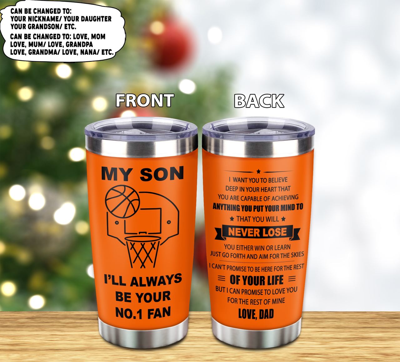 customizable basketball tumbler, gifts from dad mom to son- it is not about better than someone else, it is about being better than you were the day before, you will always be my favorite basketball player of all time