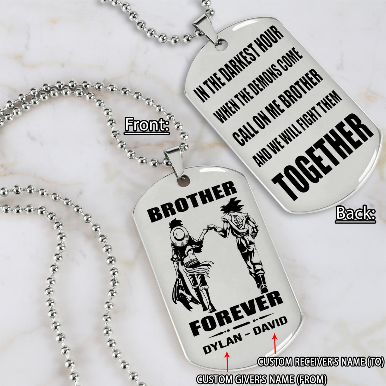 gk and ld engraved double sided dog tag call on me brother gift for your brother