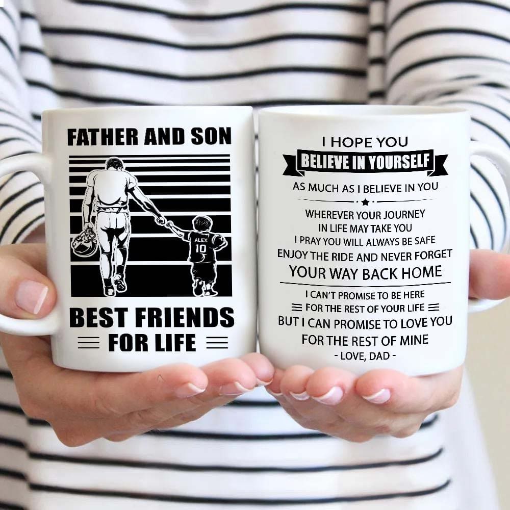 basketball be strong-personalized mug father and son best friends for life - message on the back side