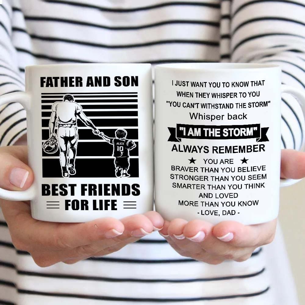 basketball be strong-personalized mug father and son best friends for life - message on the back side