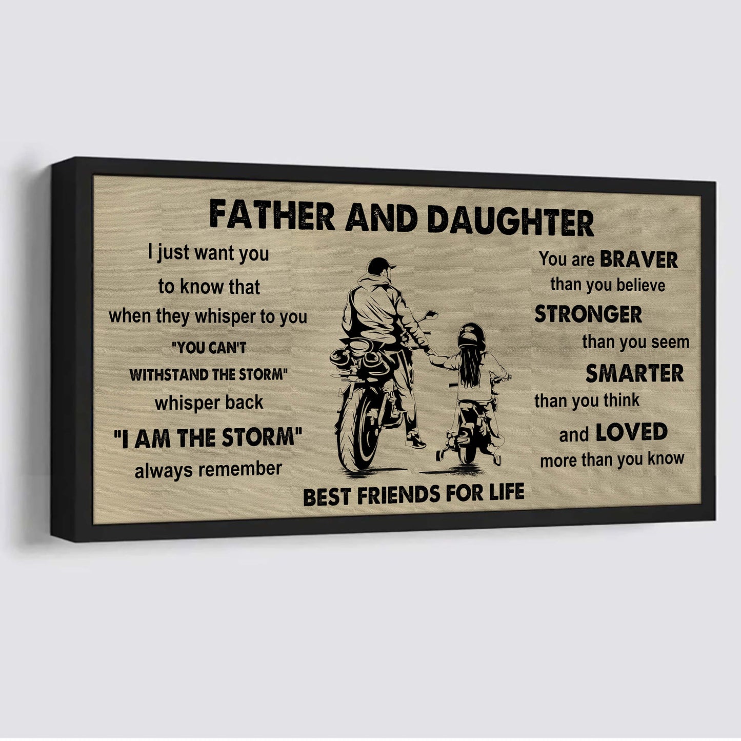 ver 2 family father and daughter best friends for life - i am the storm poster canvas gift for daughter from father