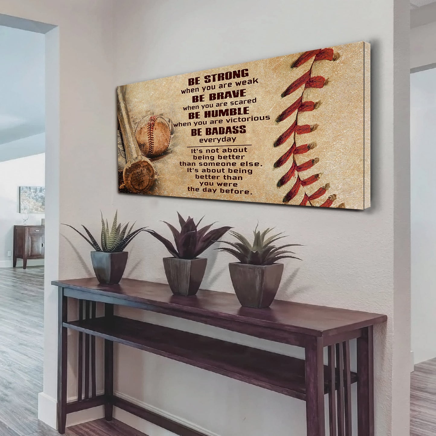 customizable baseball poster canvas - it is not about better than someone else, it is about being better than you were the day before