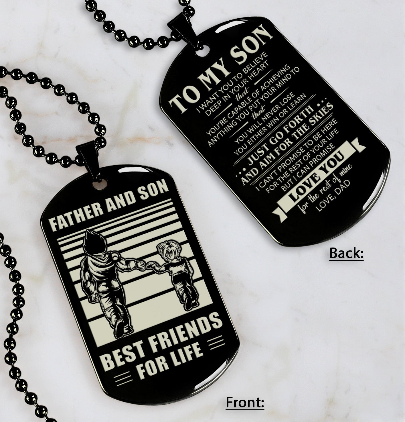 hm12 - customizabled double sided dog tag father and son best friends for life