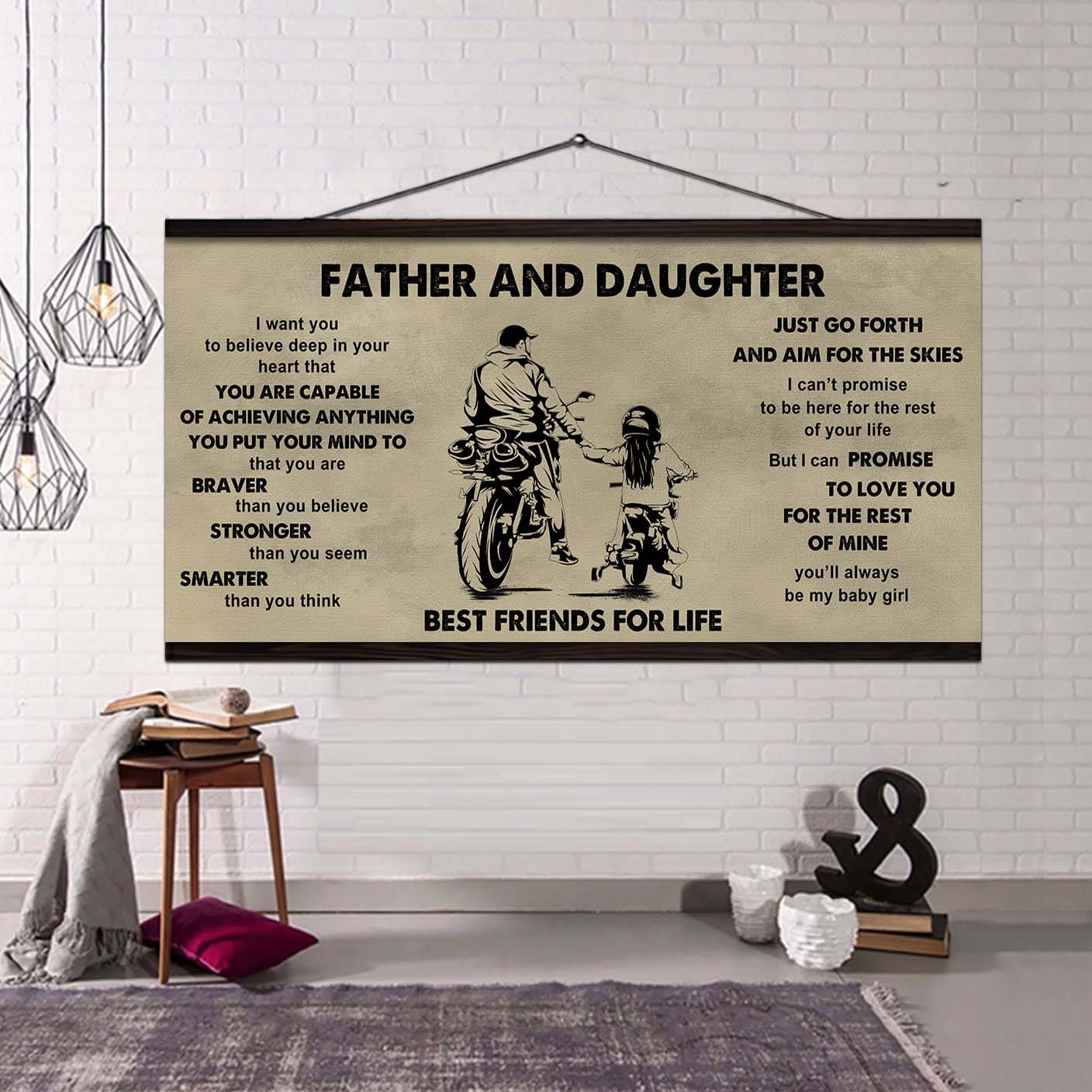 family father and daughter best friends for life  - that you are braver than you believe poster canvas gift for daughter from father