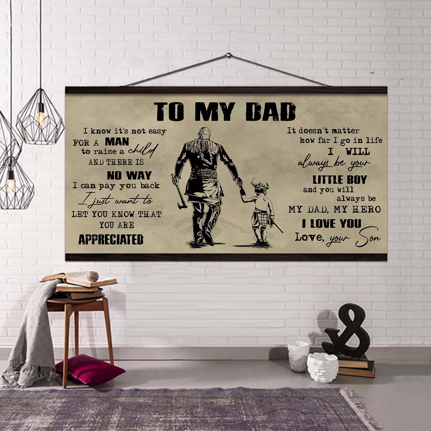 biker to my dad i know it not easy for a man to raise a child - i will always your little boy canvas poster