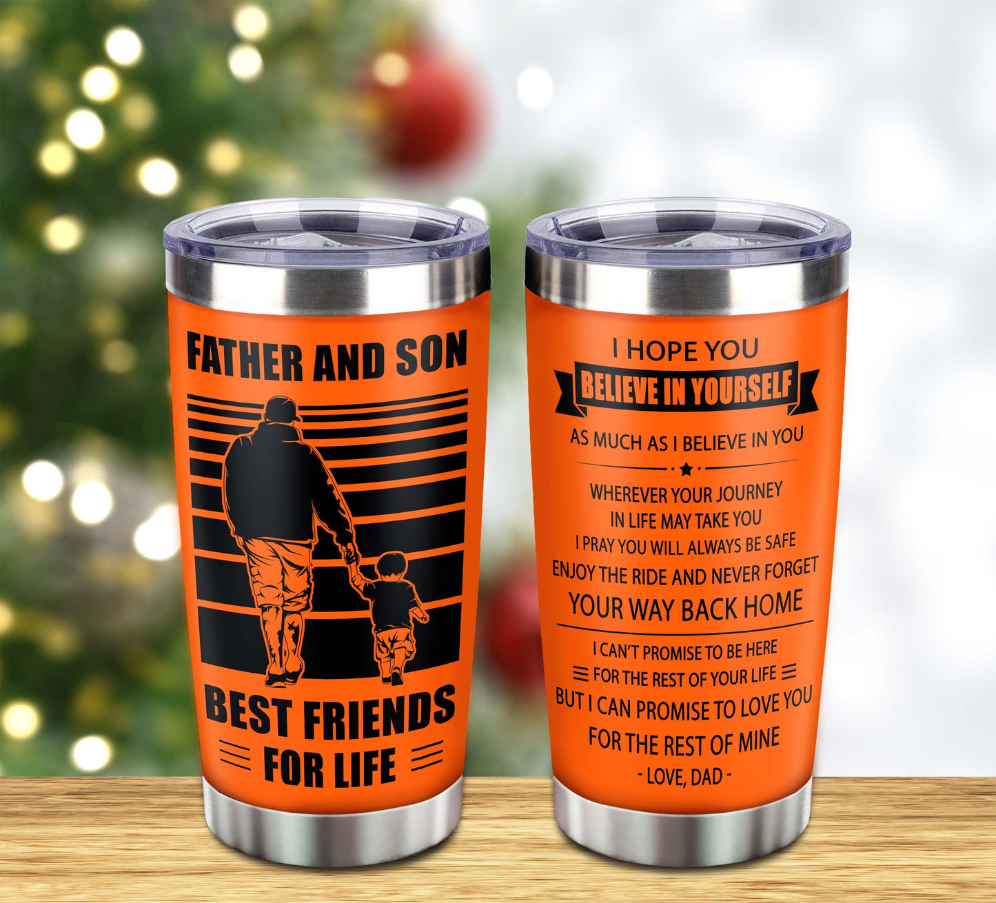 customizable american football tumbler, gifts from dad to son father and son best friend for life with inspriration message