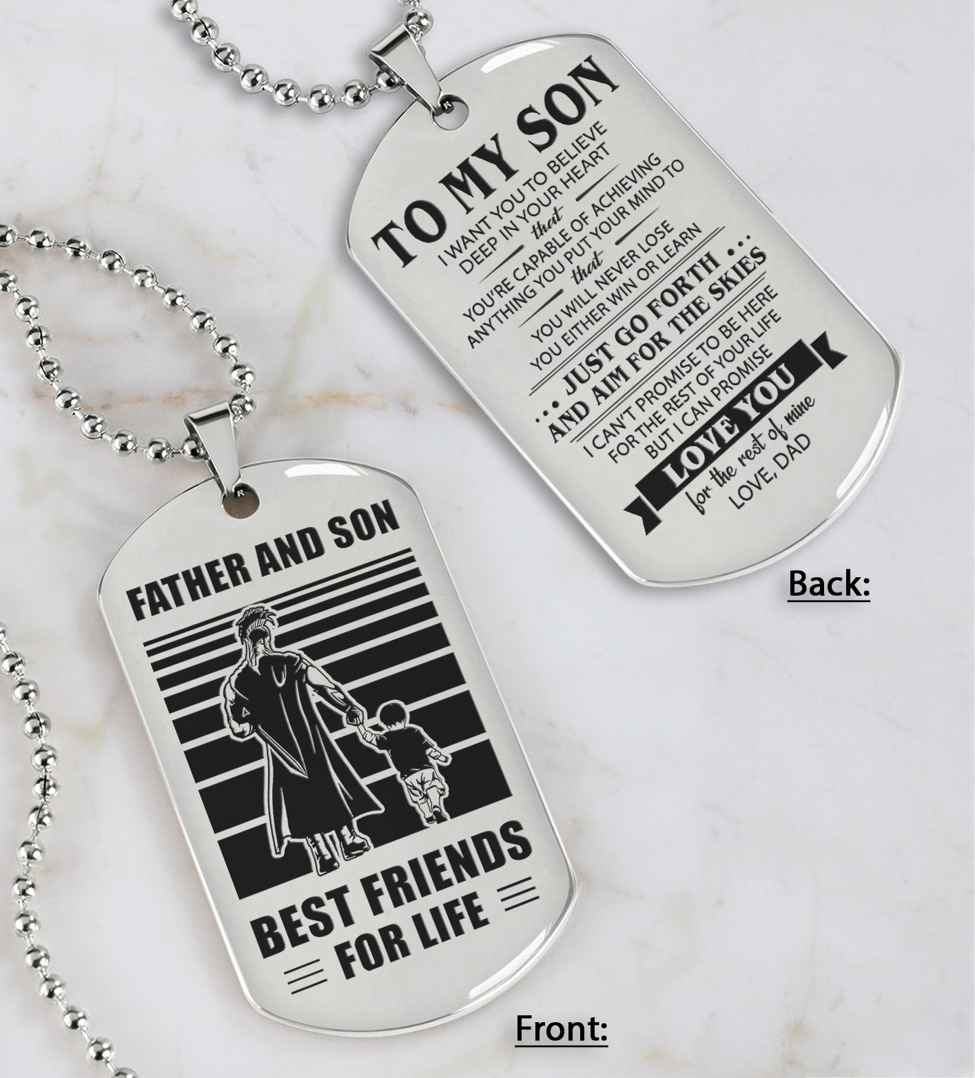 hm12 - customizabled double sided dog tag father and son best friends for life