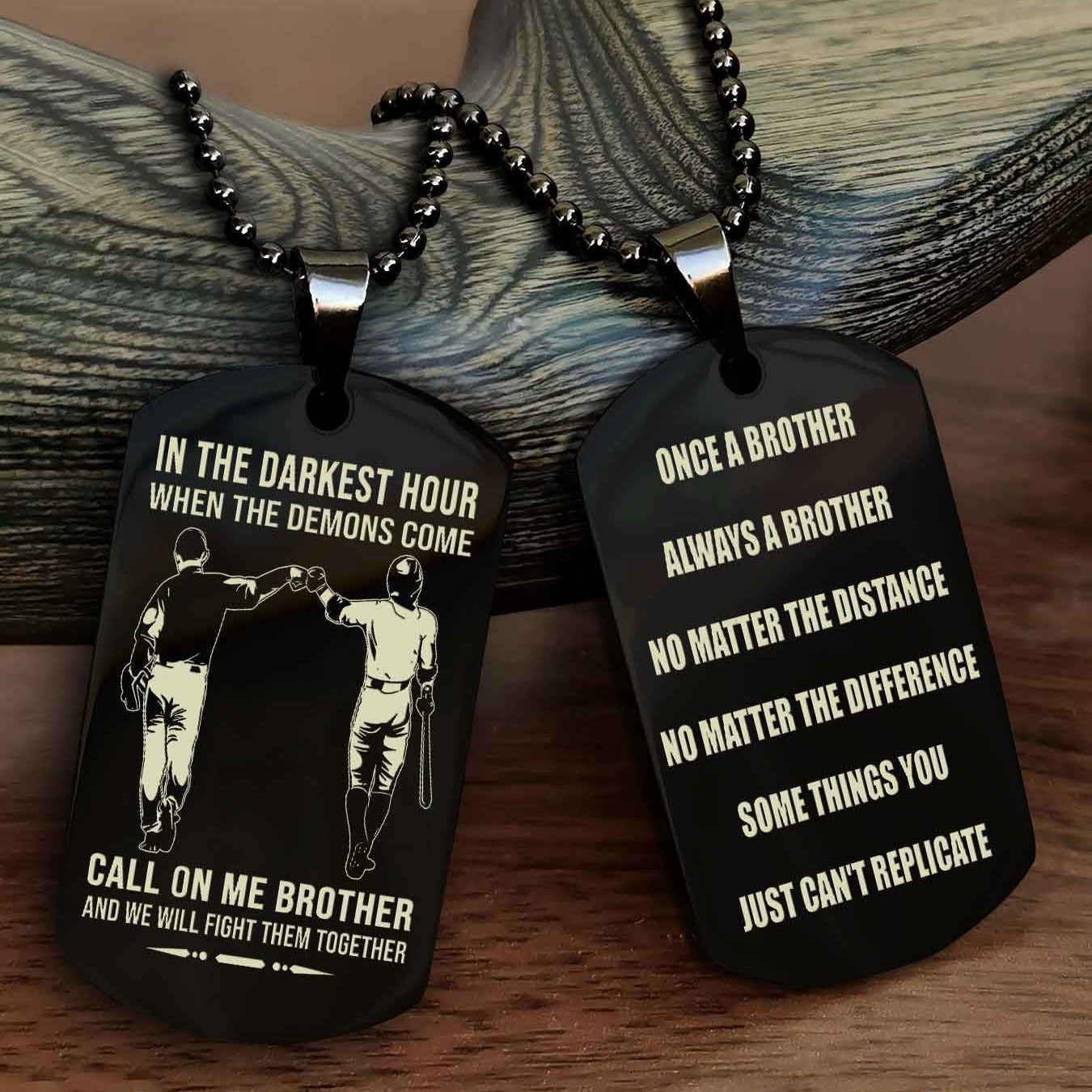 Viking Customizable engraved dog tag double sided gift from brother Once A Brother Always A Brother