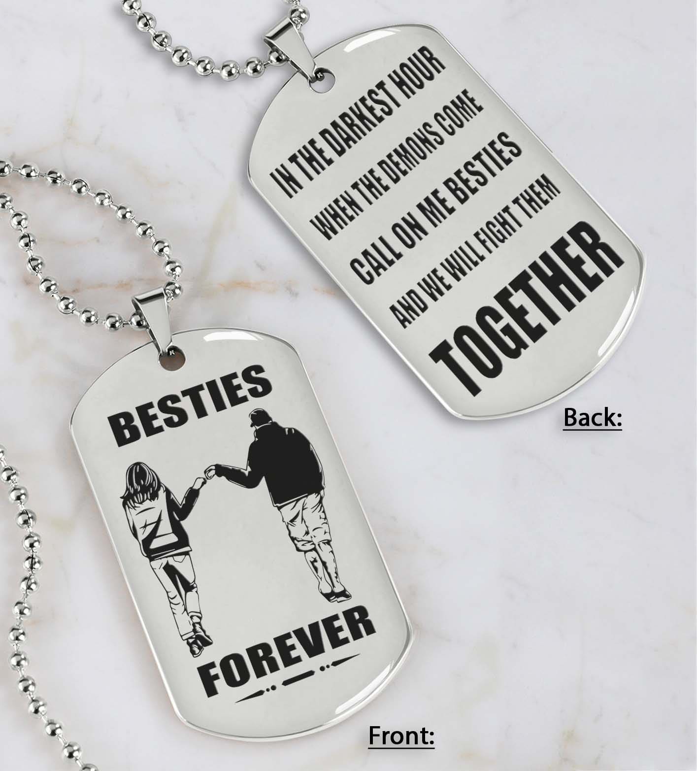 spartan customizable engraved black dog tag double sided gift from brother, brother forever