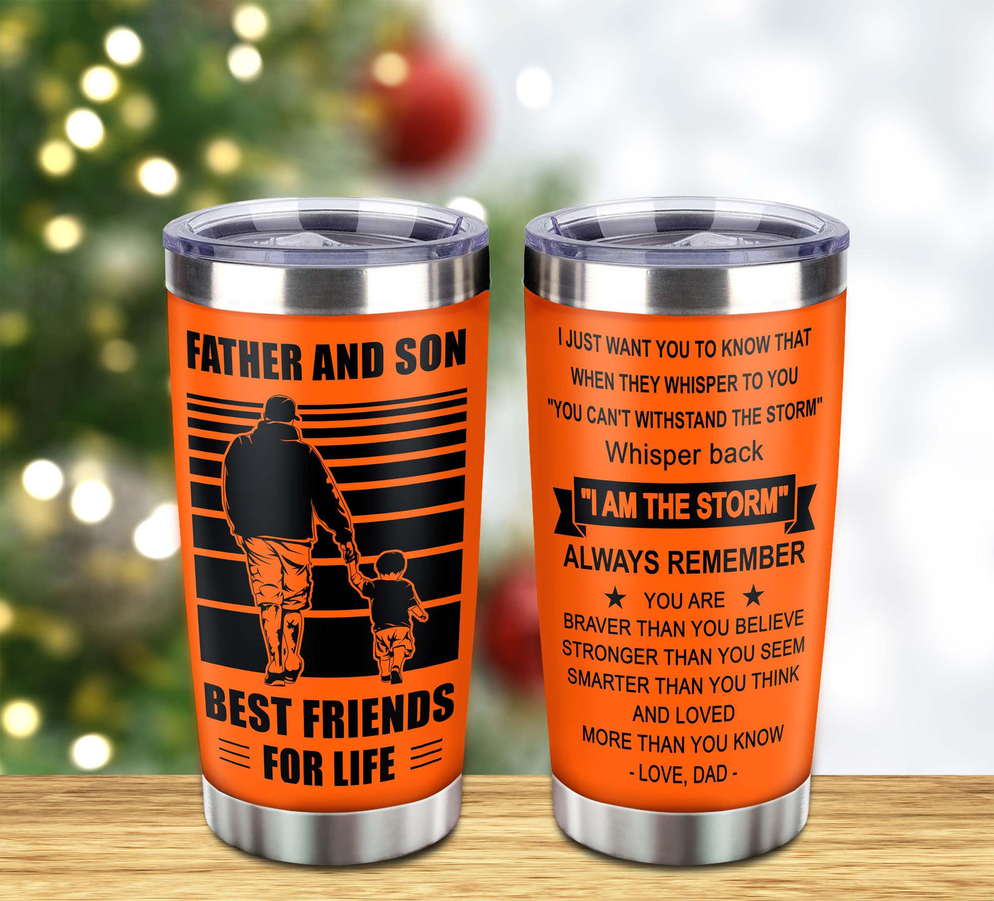 wbh customizable drb tumbler, gifts from dad to son father and son best friend for life with inspriration message