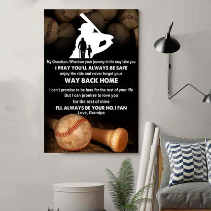 Sport Poster Canvas Grandpa To Grandson - Never Forget Your Way Back Home I Will Always Your No 1 Fan