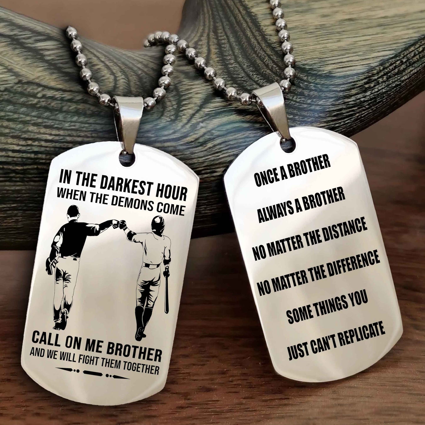 Viking Customizable engraved dog tag double sided gift from brother Once A Brother Always A Brother