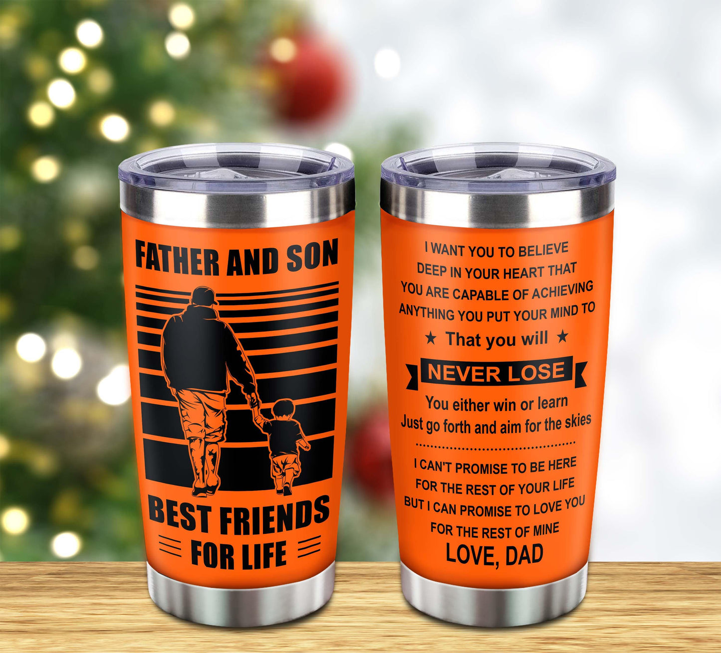 customizable american football tumbler, gifts from dad to son father and son best friend for life with inspriration message