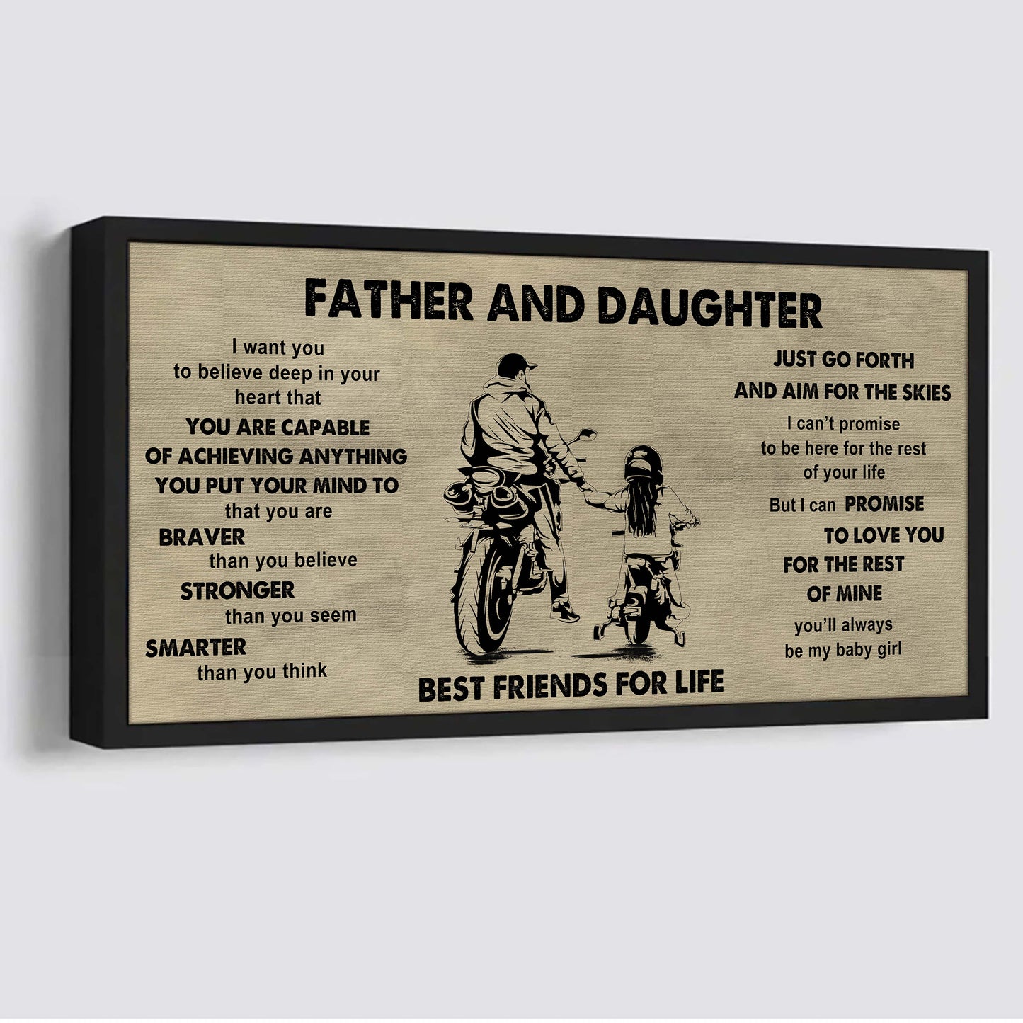 family father and daughter best friends for life  - that you are braver than you believe poster canvas gift for daughter from father