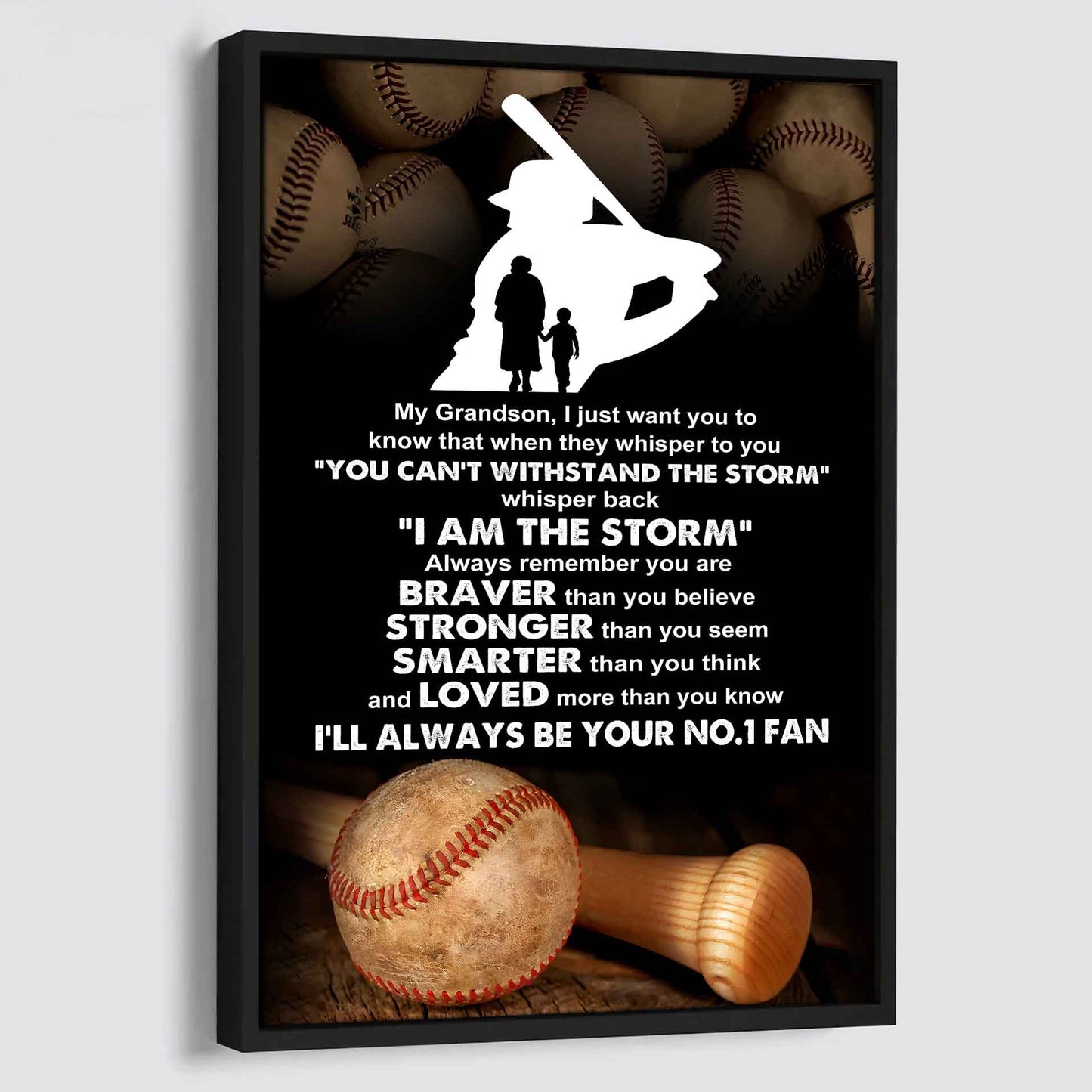 Sport Poster Canvas Grandma To Grandson - Whisper Back I Am The Storm I Will Always Your No 1 Fan