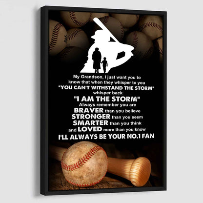 Sport Poster Canvas Grandma To Grandson - Whisper Back I Am The Storm I Will Always Your No 1 Fan